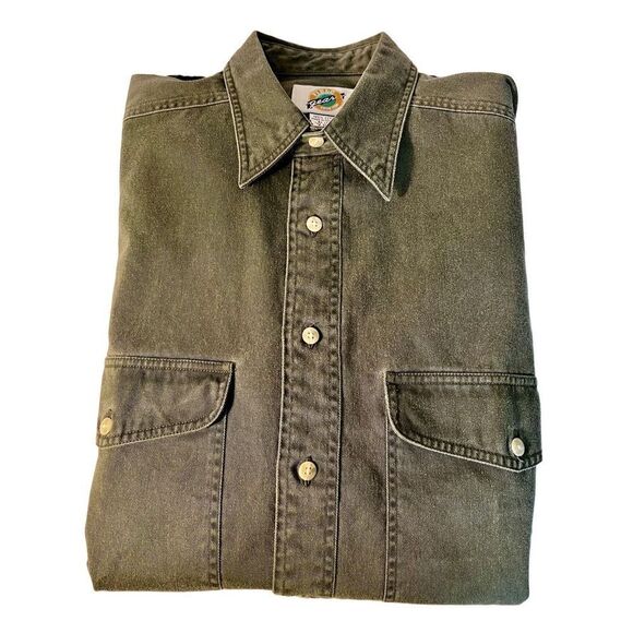 Vtg Field Gear Olive Green Canvas Button Front Long Sleeve Field Shirt Men’s S - Picture 3 of 7